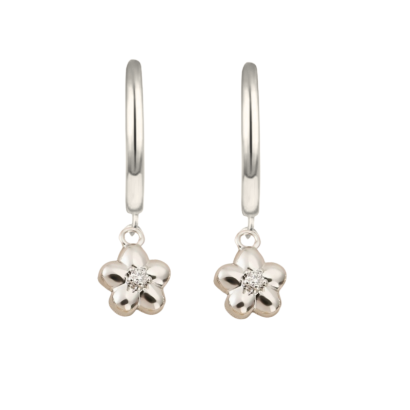 Oorringen Zilver Bloem Zirkonia
