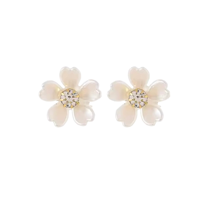 Magneet oorbellen Bloem Strass Goudkleurig