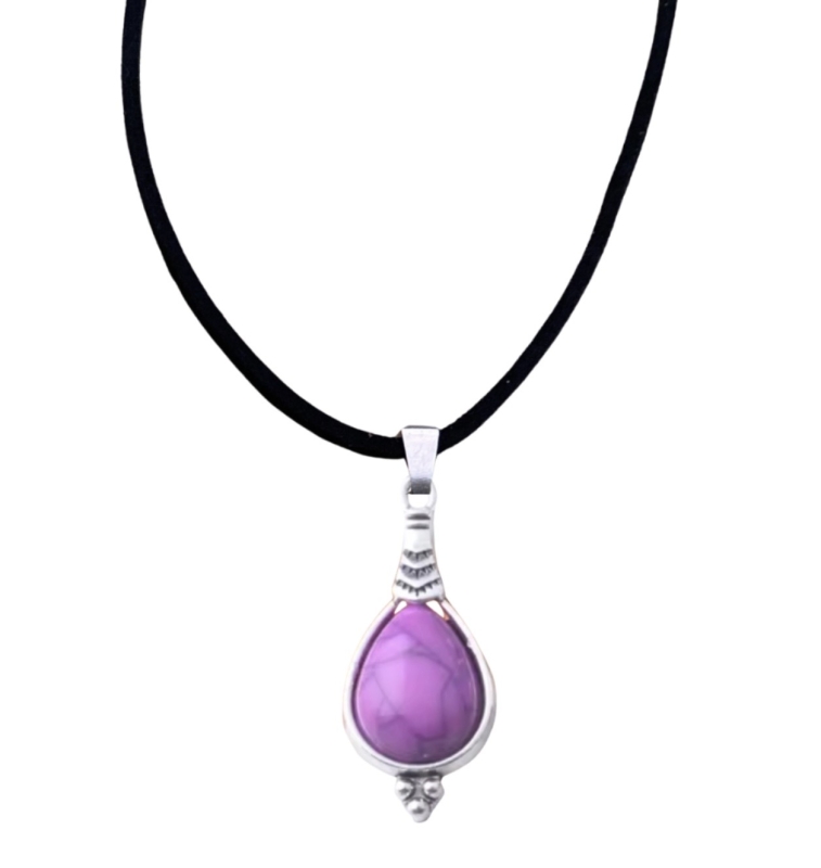 Ketting Paars tibetaanse look 45 cm