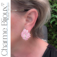 Clip oorbellen Roze Lelie goudkleurig 3 cm