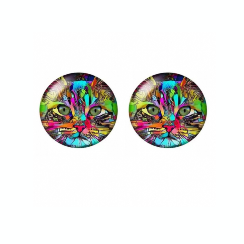 Clip oorbellen Zimba poes gekleurd 14 mm