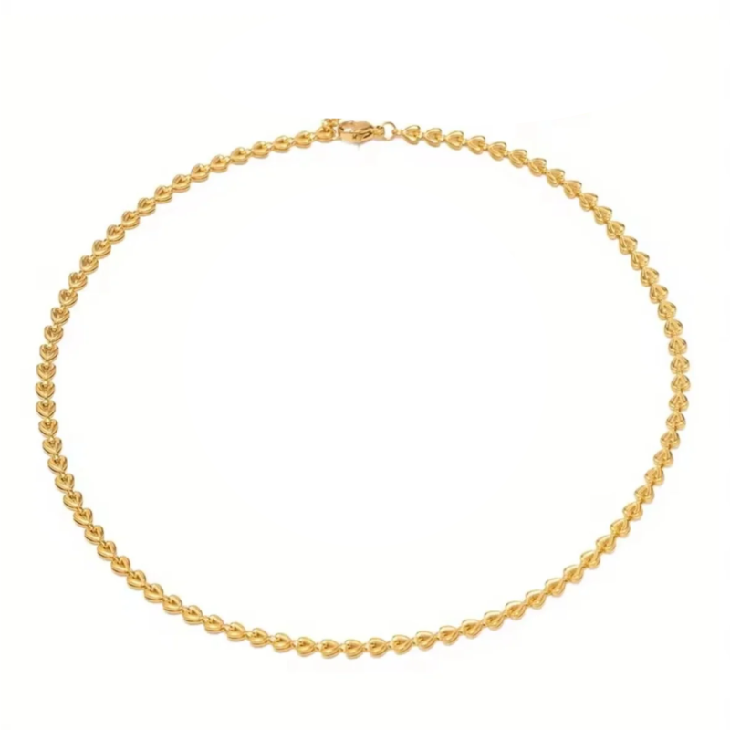 Ketting Goudkleurig RVS Hartjes