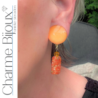 Clip oorbellen Oranje lang