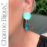Clip oorbellen Blauw lang