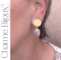 Clip oorbellen Paars Goudkleurig strass