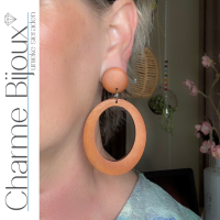 Clip oorbellen Tasha Bruin Hout Ovaal