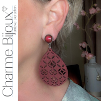 Clip oorbellen Bordeaux Rood Hout Zamora