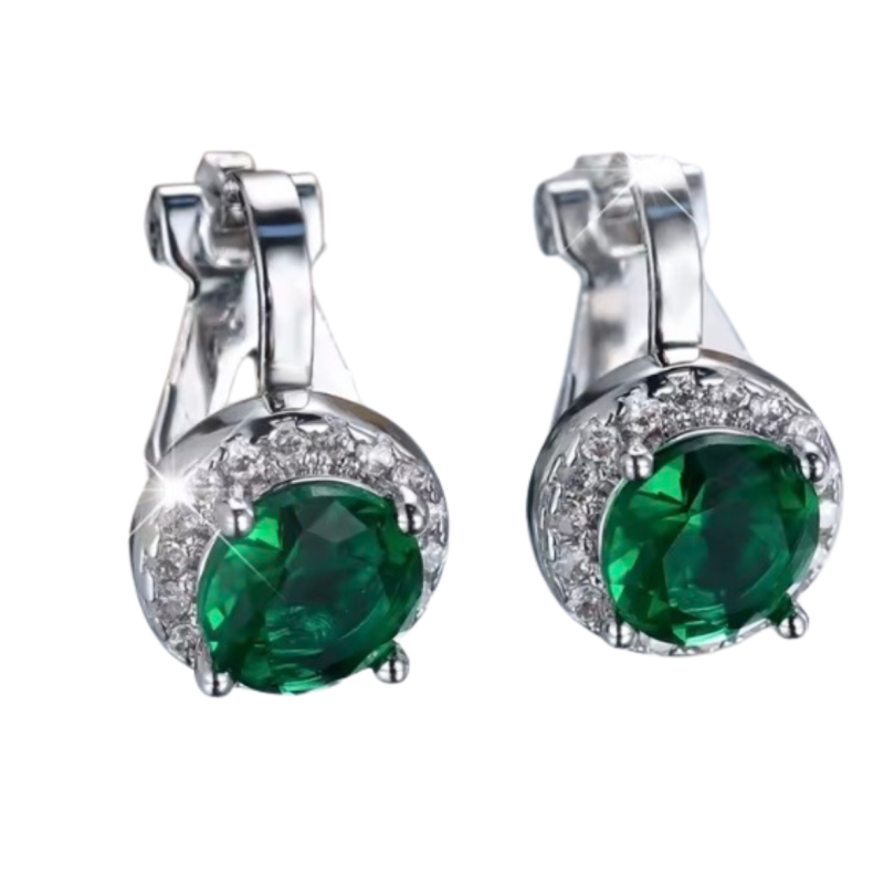 Clipoorbellen Groen Zirkonia Luxe zilverkleur
