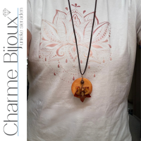 Ketting  Hout Bloem roestbruin verstelbaar