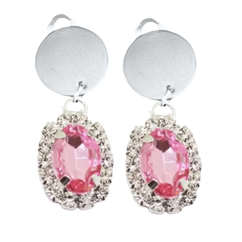 Clipoorbellen Roze Strass zilverkleur Ximena 3.5 cm