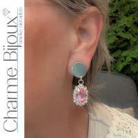 Clipoorbellen Roze Strass zilverkleur Ximena 3.5 cm