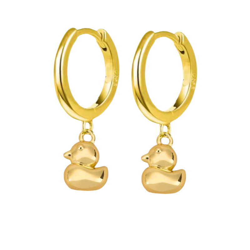 Oorringen goud plating eendje