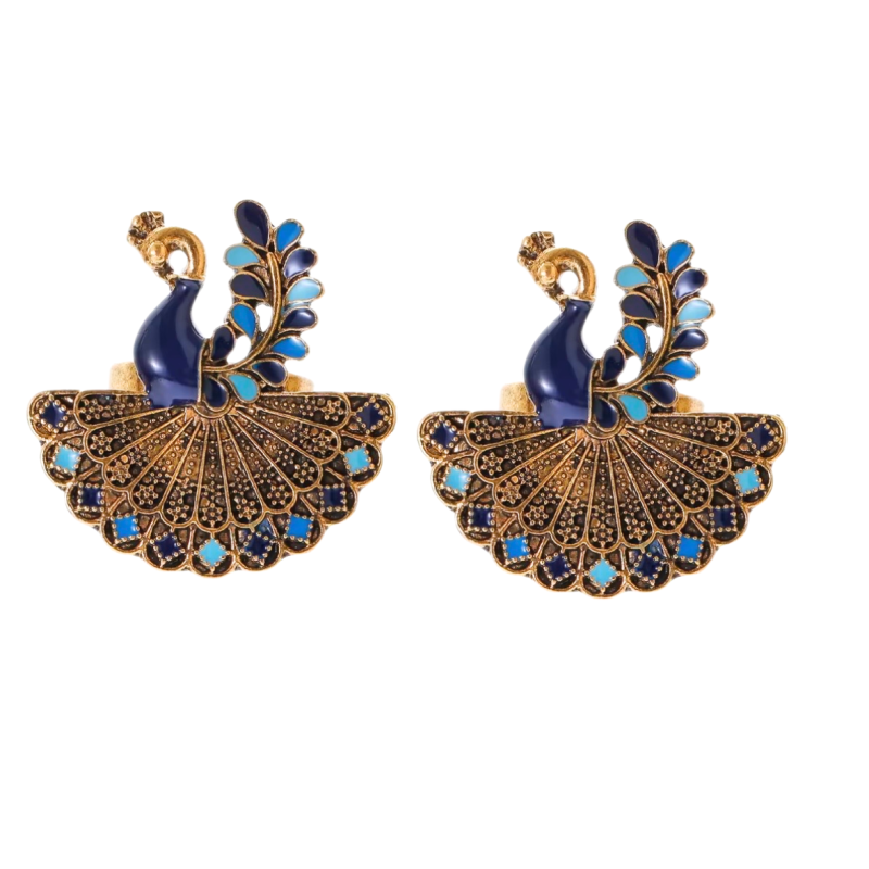Clipoorbellen Pauw goudkleur blauw