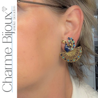 Clipoorbellen Pauw goudkleur blauw