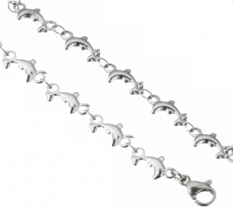Enkelbandje zilverkleur Dolfijn RVS  31-34 cm