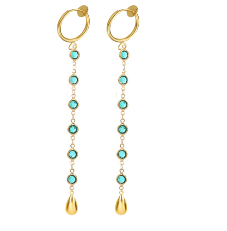 Klemoorbellen Aqua blauw goudkleurig Ofelia