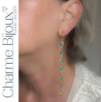 Klemoorbellen Aqua blauw goudkleurig Ofelia
