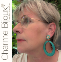 Clipoorbellen Turquoise madelief Tasha  Hout Ovaal