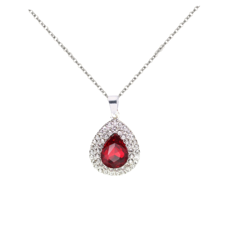 Ketting Rood Strass zilverkleur