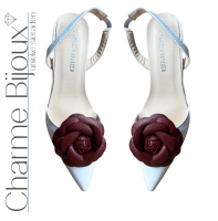 Schoenclips Bordeaux rood leer