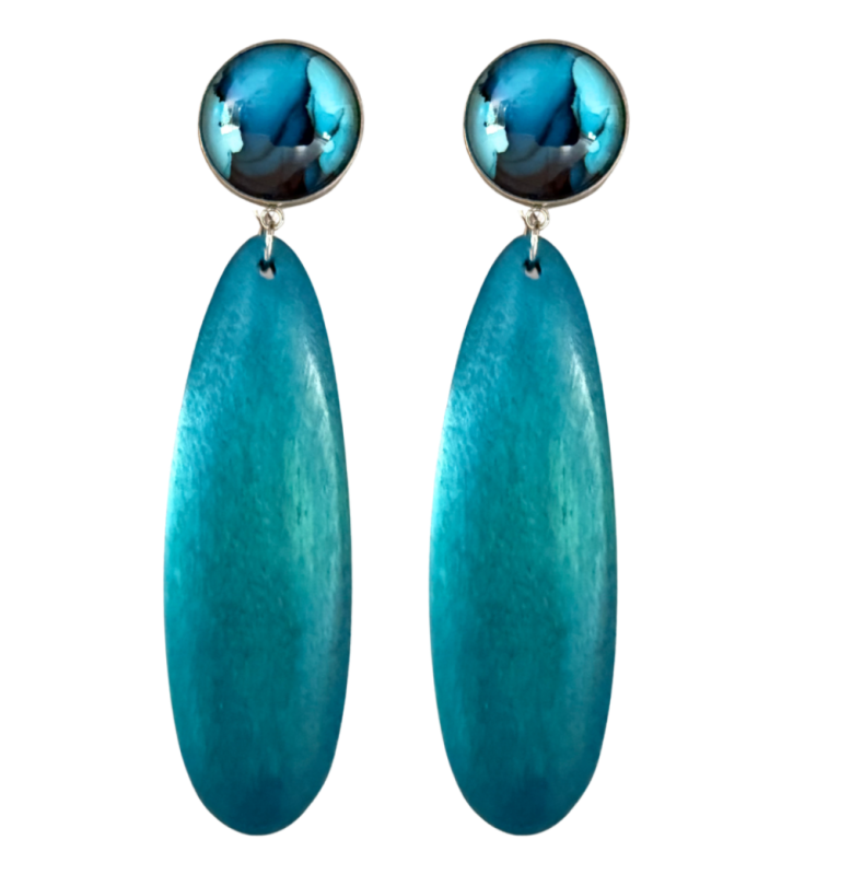 Clipoorhangers Turquoise Hout Luci