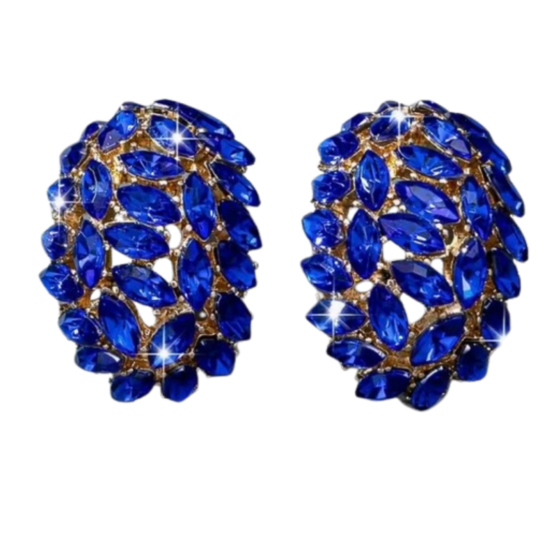 Oorbellen Blauw Goudkleurig  3.5 cm