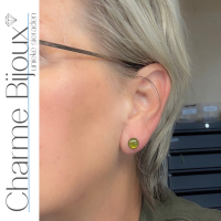 2 paar allergievrije oorbellen groen blauw 6 mm