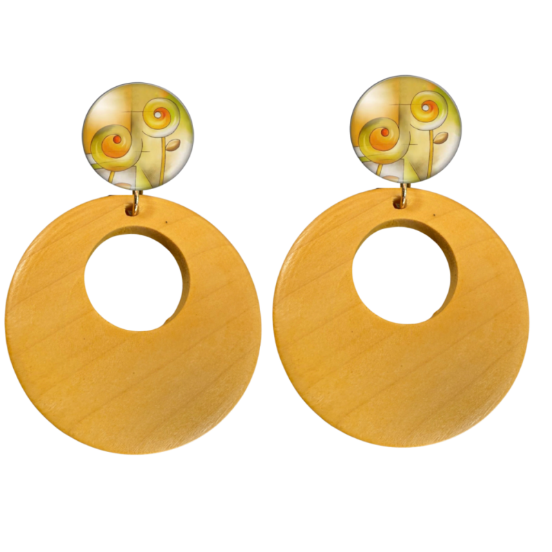 Clipoorbellen geel hout Yellow