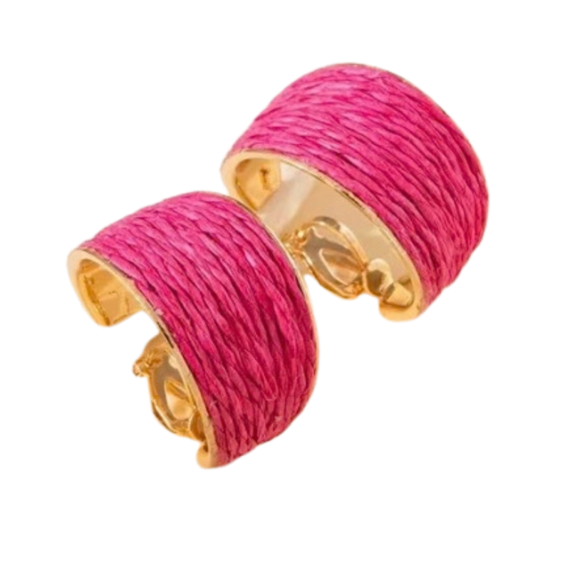 Clipoorbellen Roze goudkleur Raffia