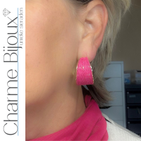 Clipoorbellen Roze goudkleur Raffia